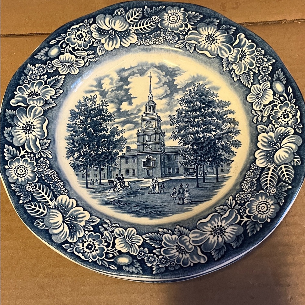 Historic Blue and White Dinner Plate Liberty Blue 10 inch Qty 3
